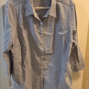 L.L. Bean Men's Blue and White Checkered Shirt